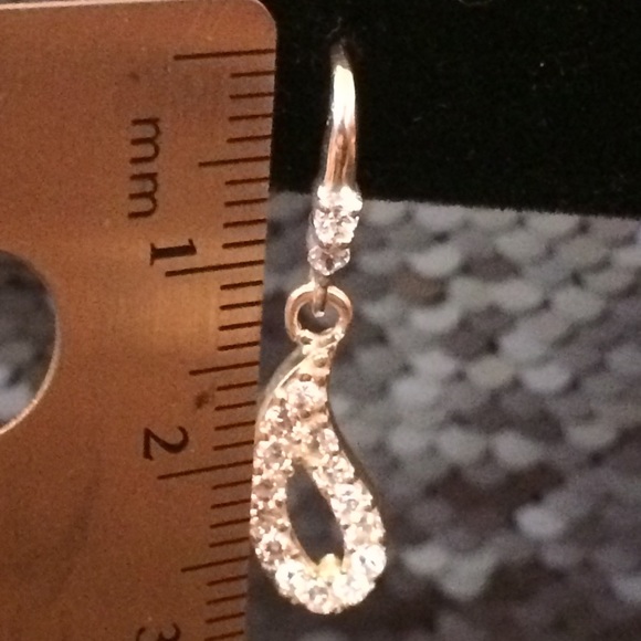 Sterling Silver & CZ Teardrop 💧Earrings - Picture 3 of 4